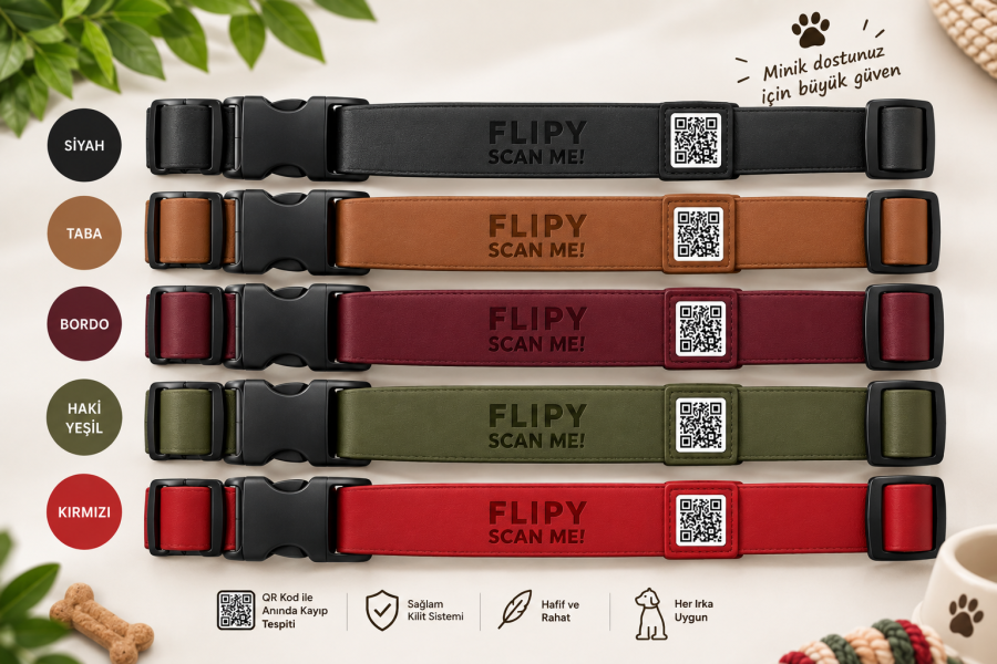 FLİPY QR KODLU KÖPEK BOYUN TASMASI  SMALL*5